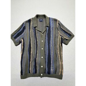 Vintage Abercrombie & Fitch Knit Button Shirt Men's Y2K Striped Short Sweater M